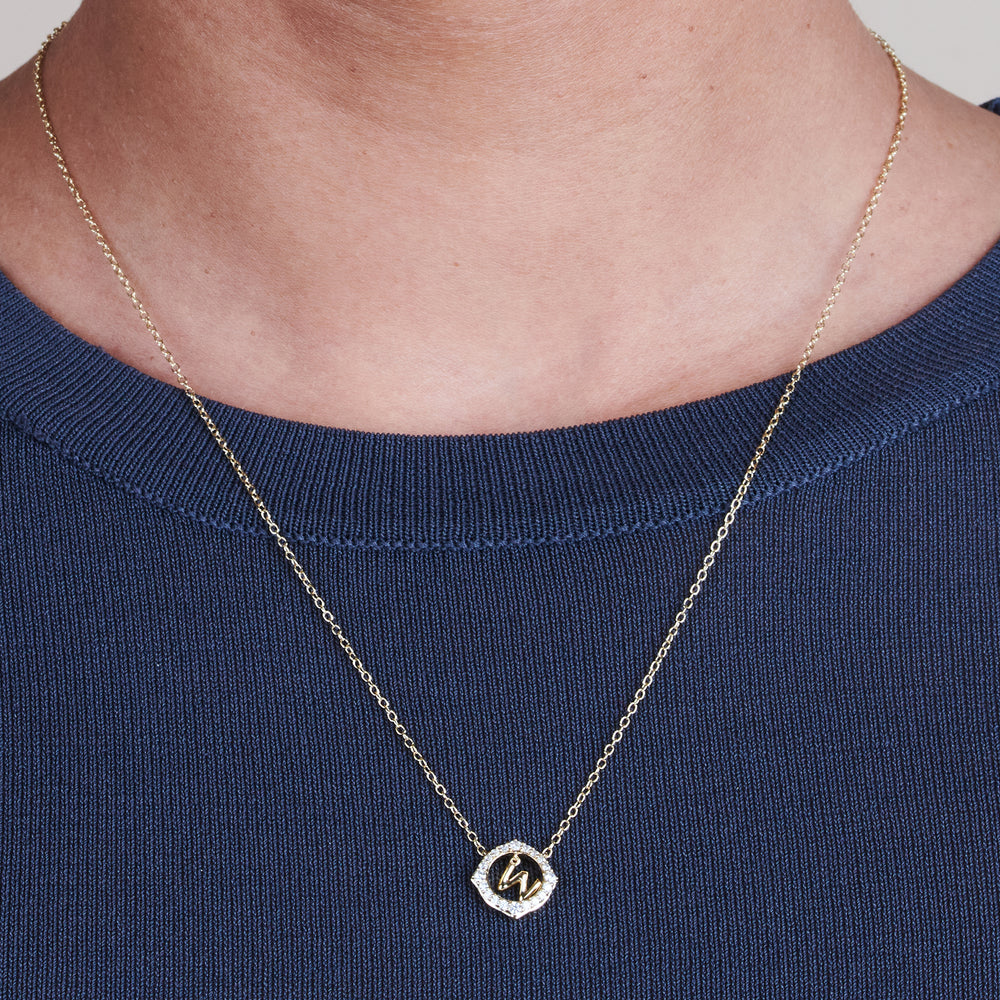 Model Wearing Signature Letter W Necklace view