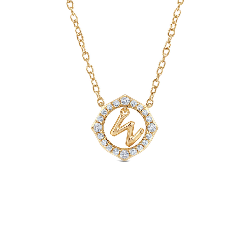 Signature Letter W Necklace with 14KT Yellow Gold / Lab / 1/5 Cut Diamond in 14KT Yellow Gold / Lab / 1/5 view 1
