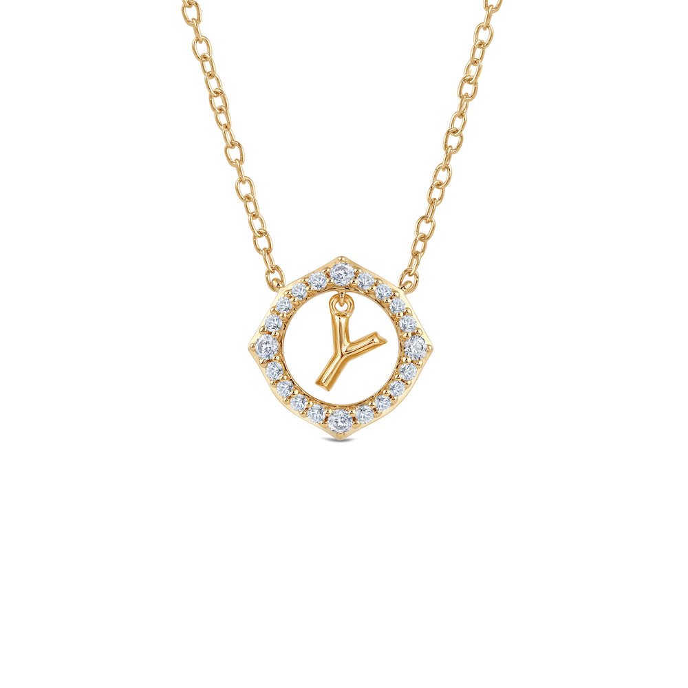Signature Letter Y Necklace with 14KT Yellow Gold / Lab / 1/5 Cut Diamond in 14KT Yellow Gold / Lab / 1/5 view 1
