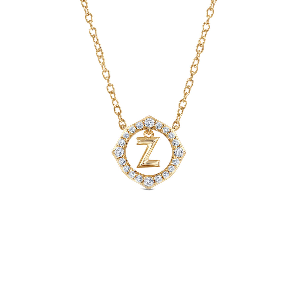 Signature Letter Z Necklace with 14KT Yellow Gold / Lab / 1/5 Cut Diamond in 14KT Yellow Gold / Lab / 1/5 view 1
