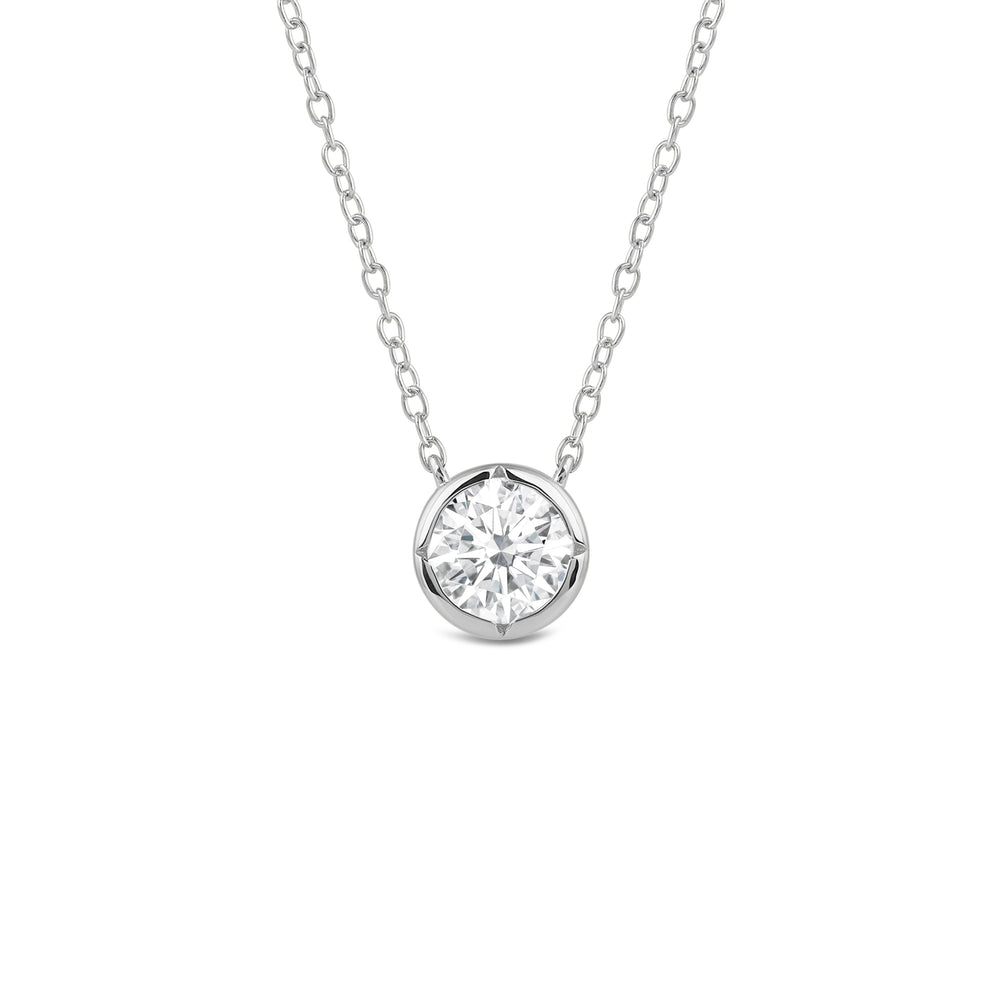 Kite Chamfered Bezel Set Solitaire Necklace with 14KT White Gold / Lab / 1 Cut Diamond in 14KT White Gold / Lab / 1 view 1
