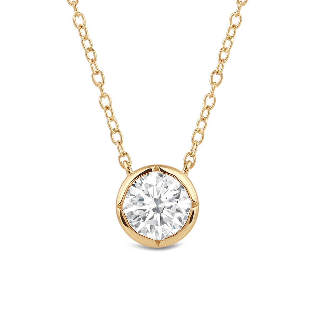 Kite Chamfered Bezel Set Solitaire Necklace with 14KT Yellow Gold / Lab / 1 Cut Diamond in 14KT Yellow Gold / Lab / 1 view 4
