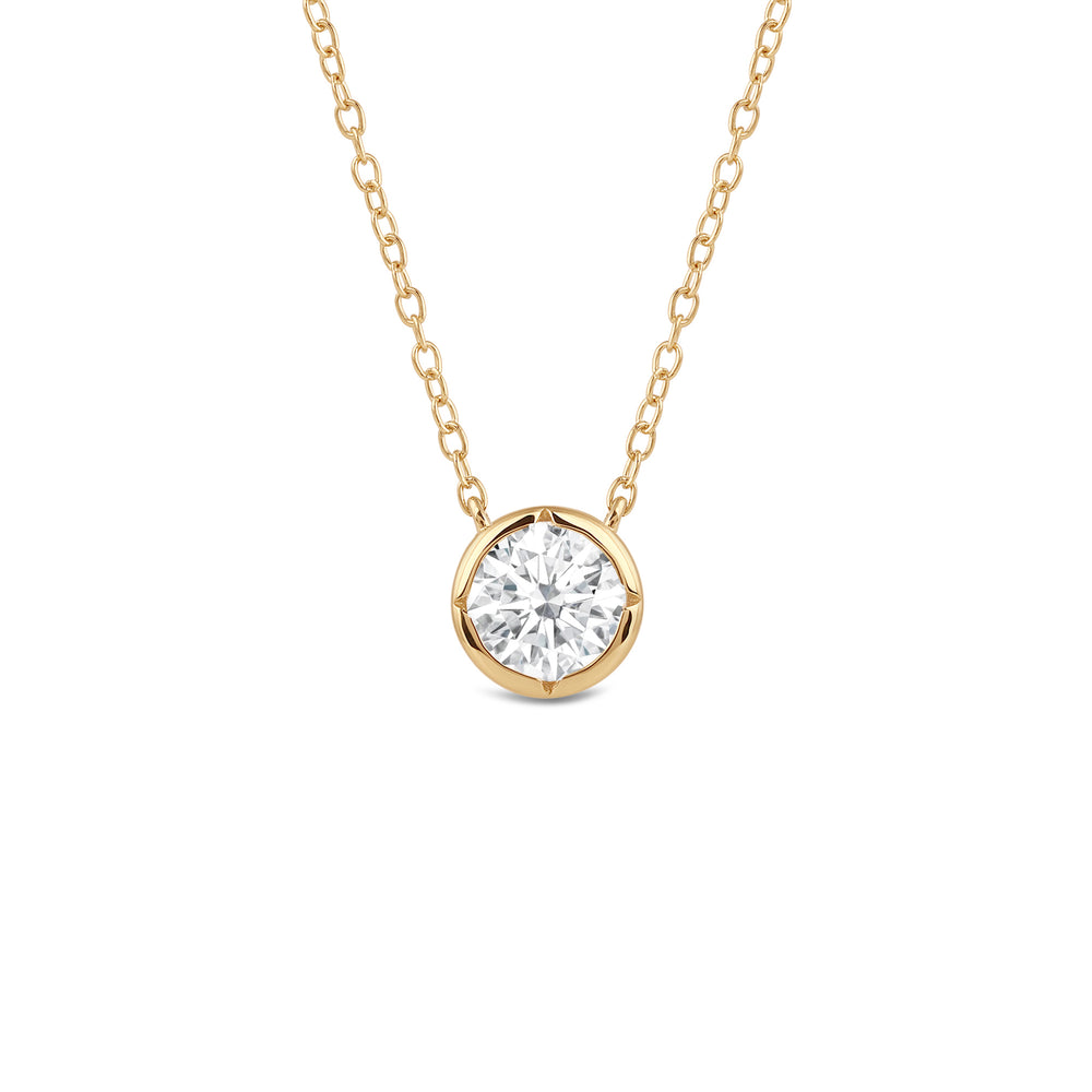 Kite Chamfered Bezel Set Solitaire Necklace with 14KT Yellow Gold / Lab / 1 Cut Diamond in 14KT Yellow Gold / Lab / 1 view 1
