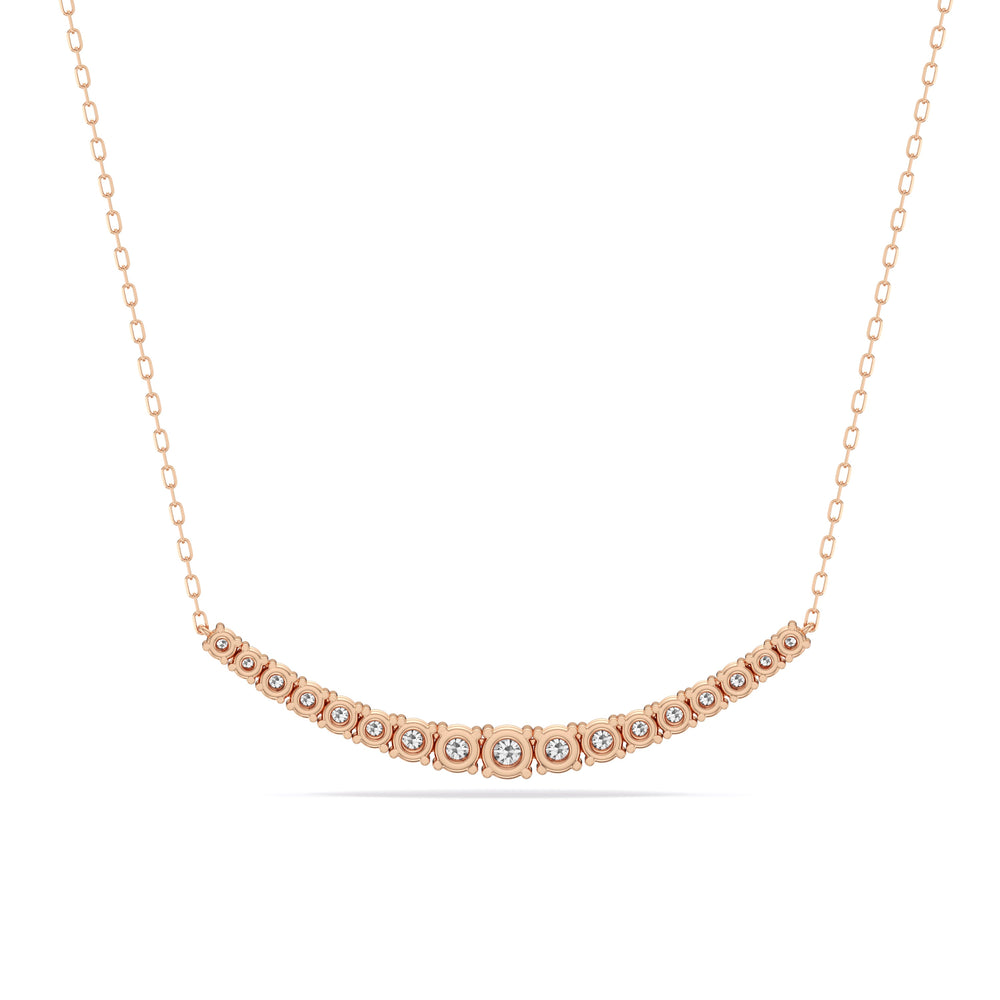 Diamond Line Chain Necklace with 14KT Rose Gold / Lab / 1 Cut Diamond in 14KT Rose Gold / Lab / 1 view 5
