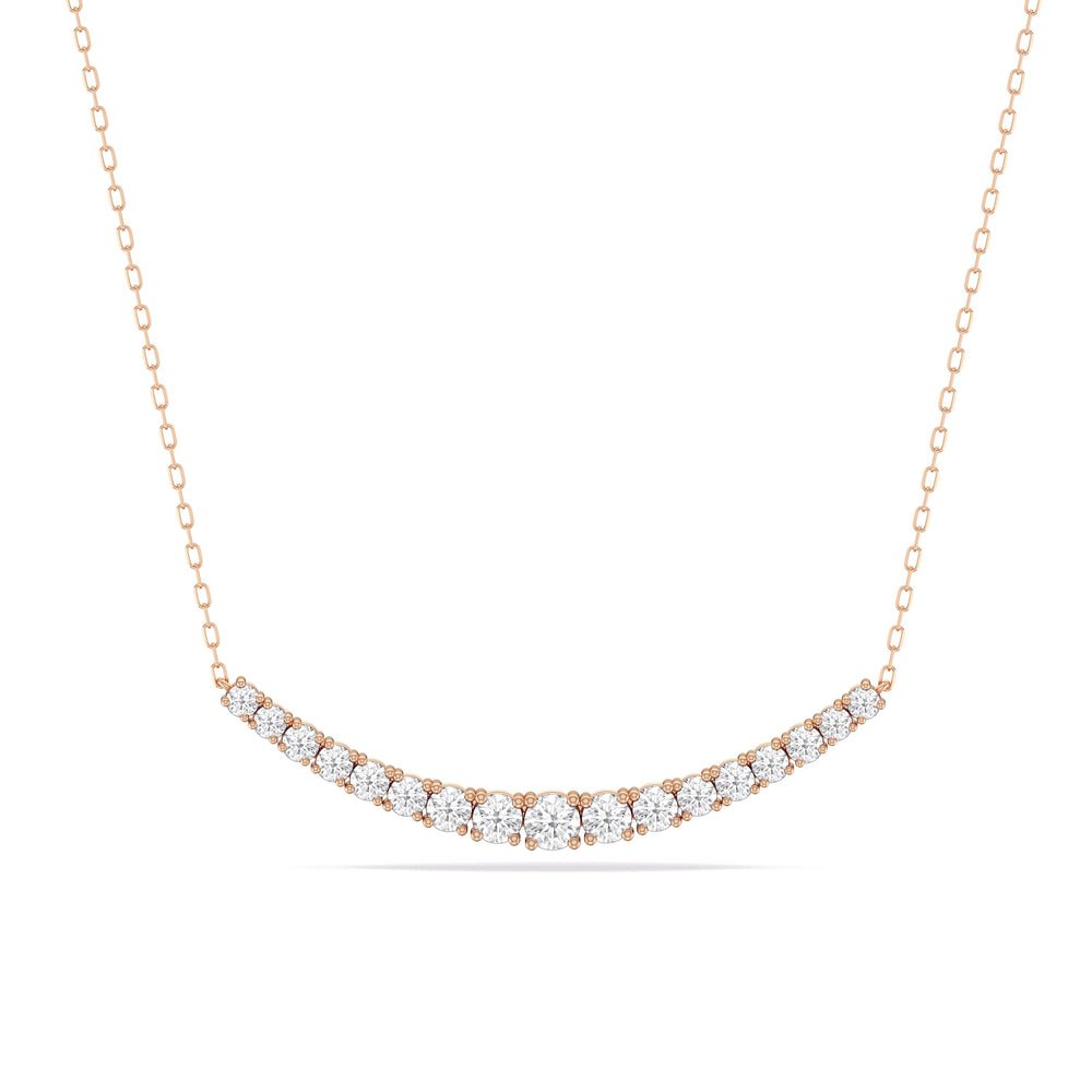 Diamond Line Chain Necklace with 14KT Rose Gold / Lab / 1 Cut Diamond in 14KT Rose Gold / Lab / 1 view 1
