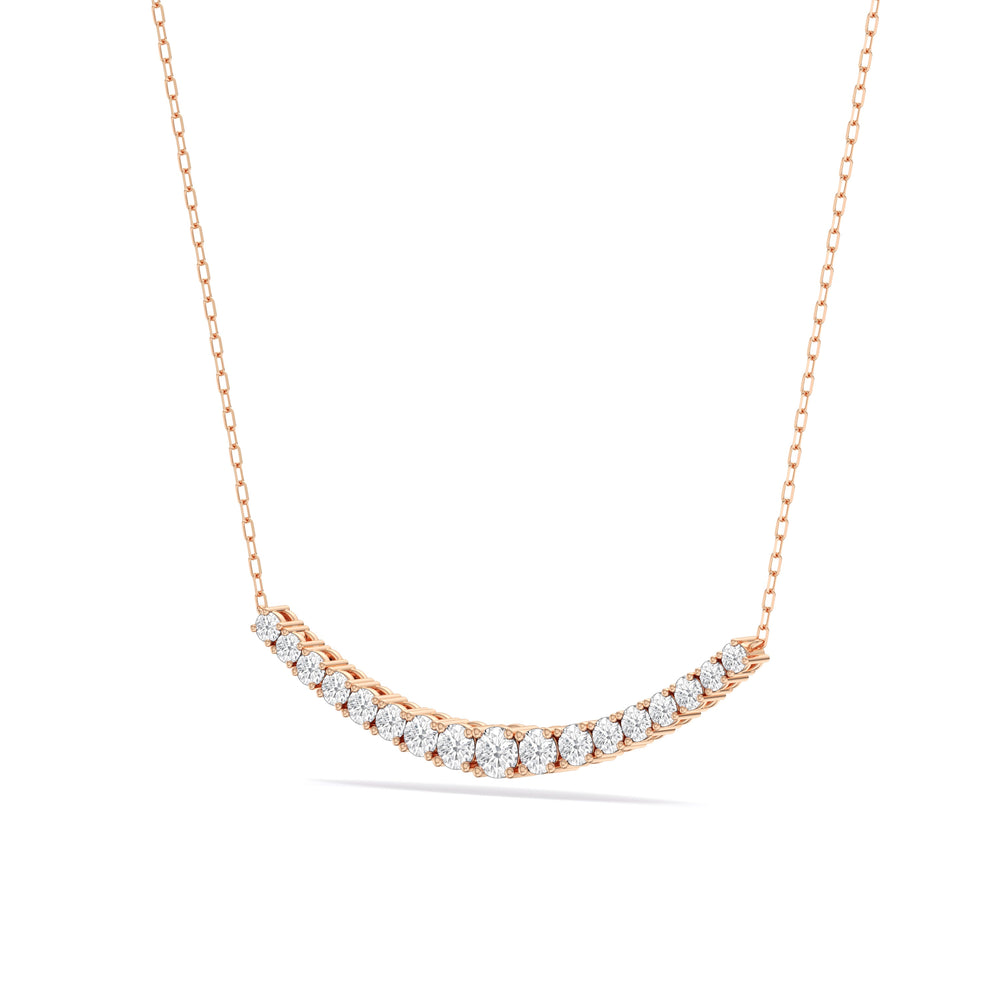 Diamond Line Chain Necklace with 14KT Rose Gold / Lab / 1 Cut Diamond in 14KT Rose Gold / Lab / 1 view 4
