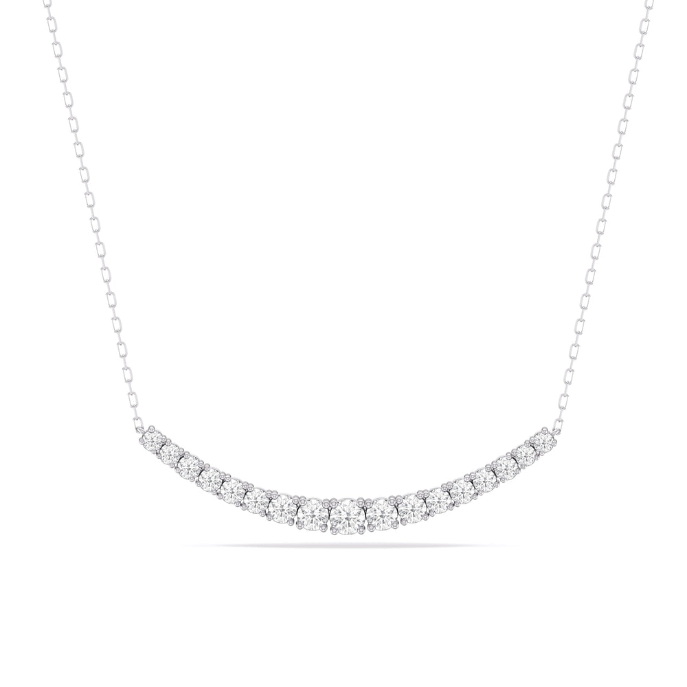 Diamond Line Chain Necklace with 14KT White Gold / Lab / 1 Cut Diamond in 14KT White Gold / Lab / 1 view 1
