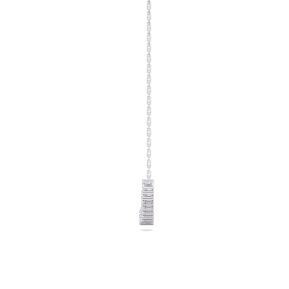 Diamond Line Chain Necklace with 14KT White Gold / Lab / 1 Cut Diamond in 14KT White Gold / Lab / 1 view 6
