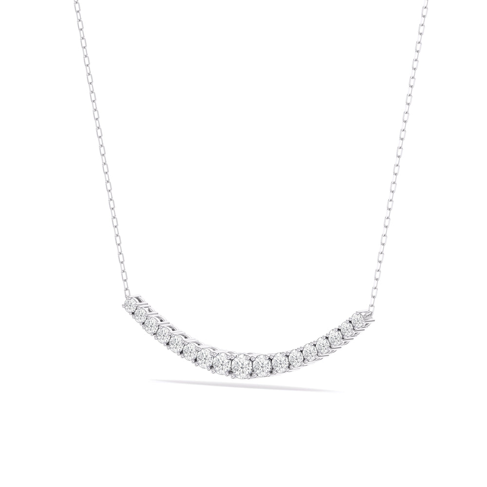 Diamond Line Chain Necklace with 14KT White Gold / Lab / 1 Cut Diamond in 14KT White Gold / Lab / 1 view 4
