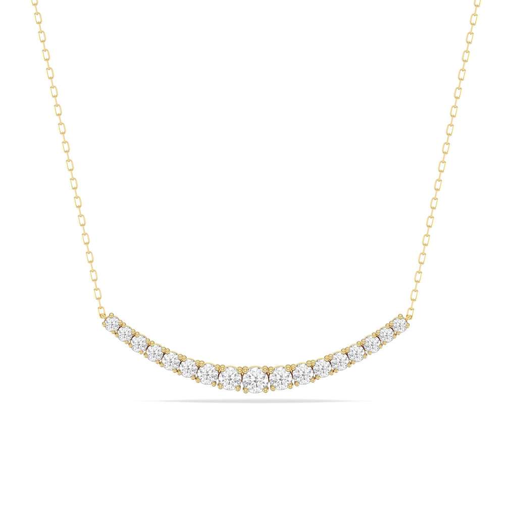 Diamond Line Chain Necklace with 14KT Yellow Gold / Lab / 1 Cut Diamond in 14KT Yellow Gold / Lab / 1 view 1
