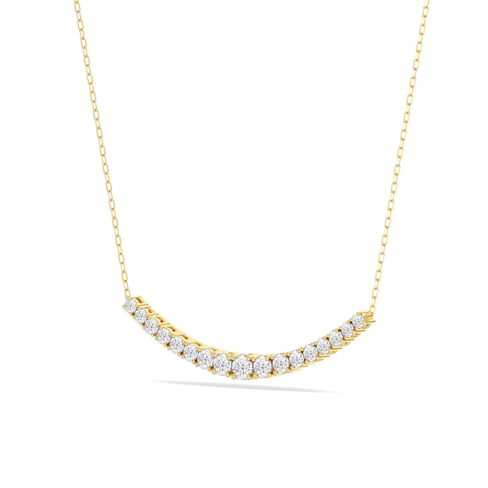 Diamond Line Chain Necklace with 14KT Yellow Gold / Lab / 1 Cut Diamond in 14KT Yellow Gold / Lab / 1 view 4
