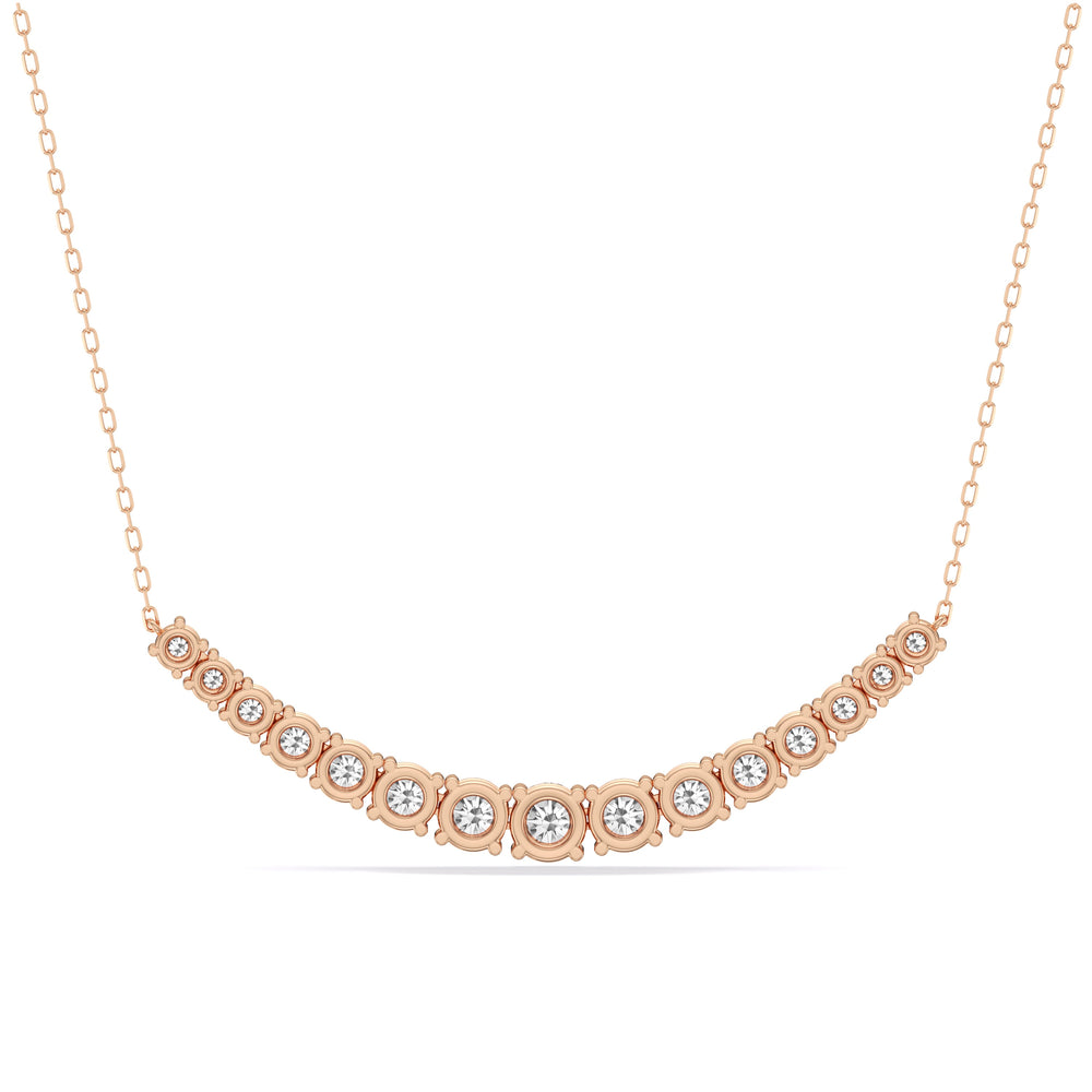 Diamond Line Chain Necklace with 14KT Rose Gold / Lab / 3 Cut Diamond in 14KT Rose Gold / Lab / 3 view 5
