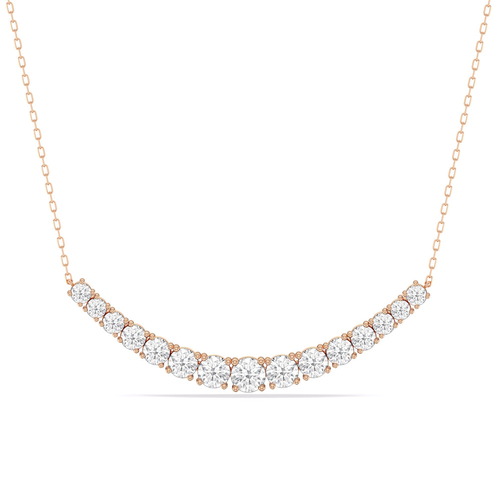 Diamond Line Chain Necklace with 14KT Rose Gold / Lab / 3 Cut Diamond in 14KT Rose Gold / Lab / 3 view 1
