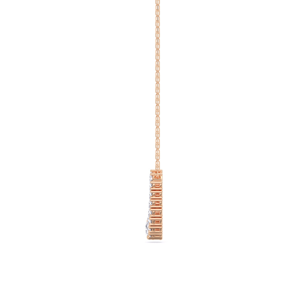 Diamond Line Chain Necklace with 14KT Rose Gold / Lab / 3 Cut Diamond in 14KT Rose Gold / Lab / 3 view 6
