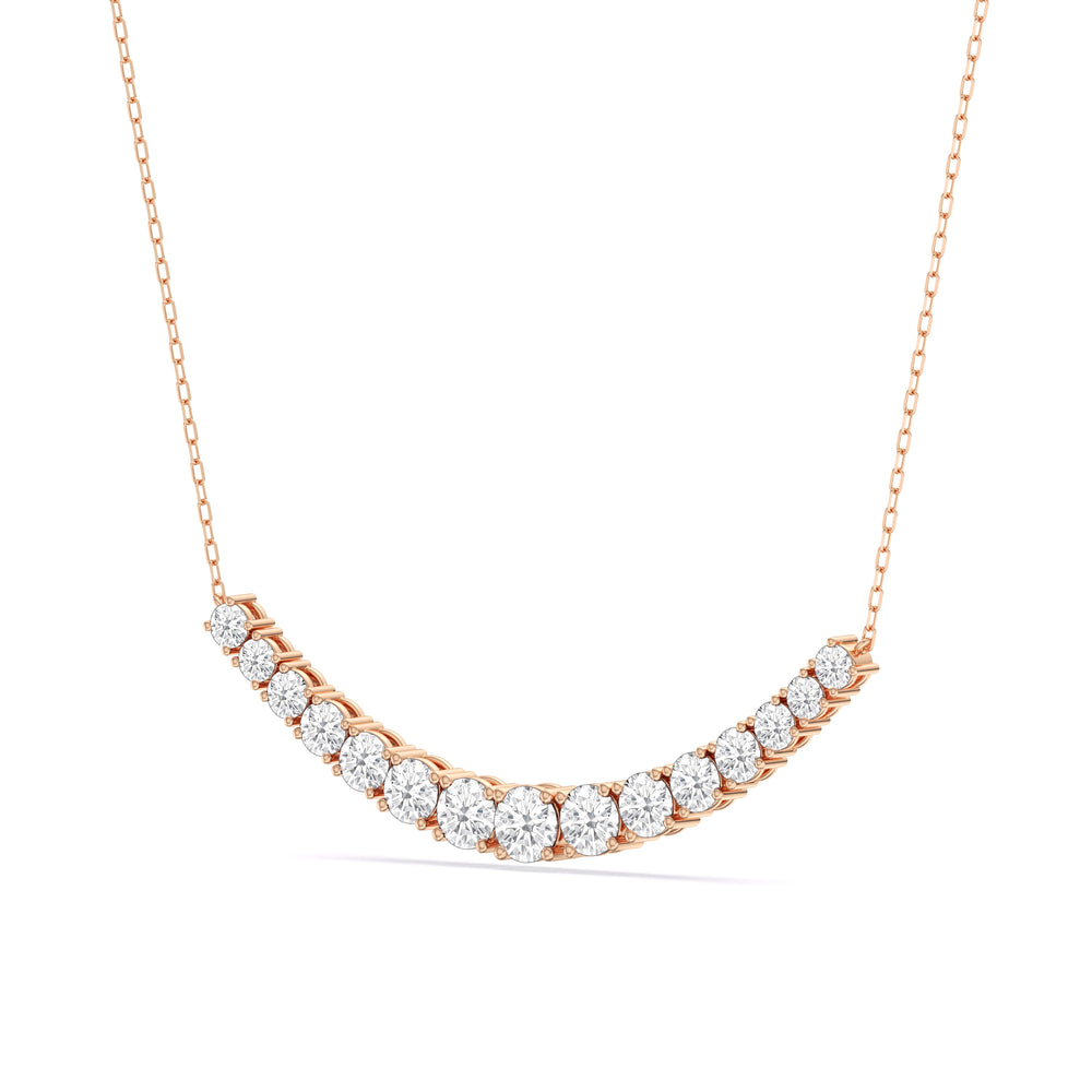 Diamond Line Chain Necklace with 14KT Rose Gold / Lab / 3 Cut Diamond in 14KT Rose Gold / Lab / 3 view 4
