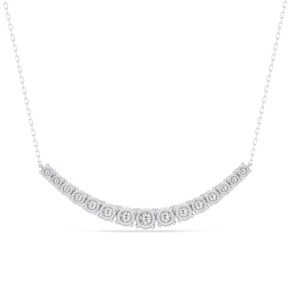 Diamond Line Chain Necklace with 14KT White Gold / Lab / 3 Cut Diamond in 14KT White Gold / Lab / 3 view 5
