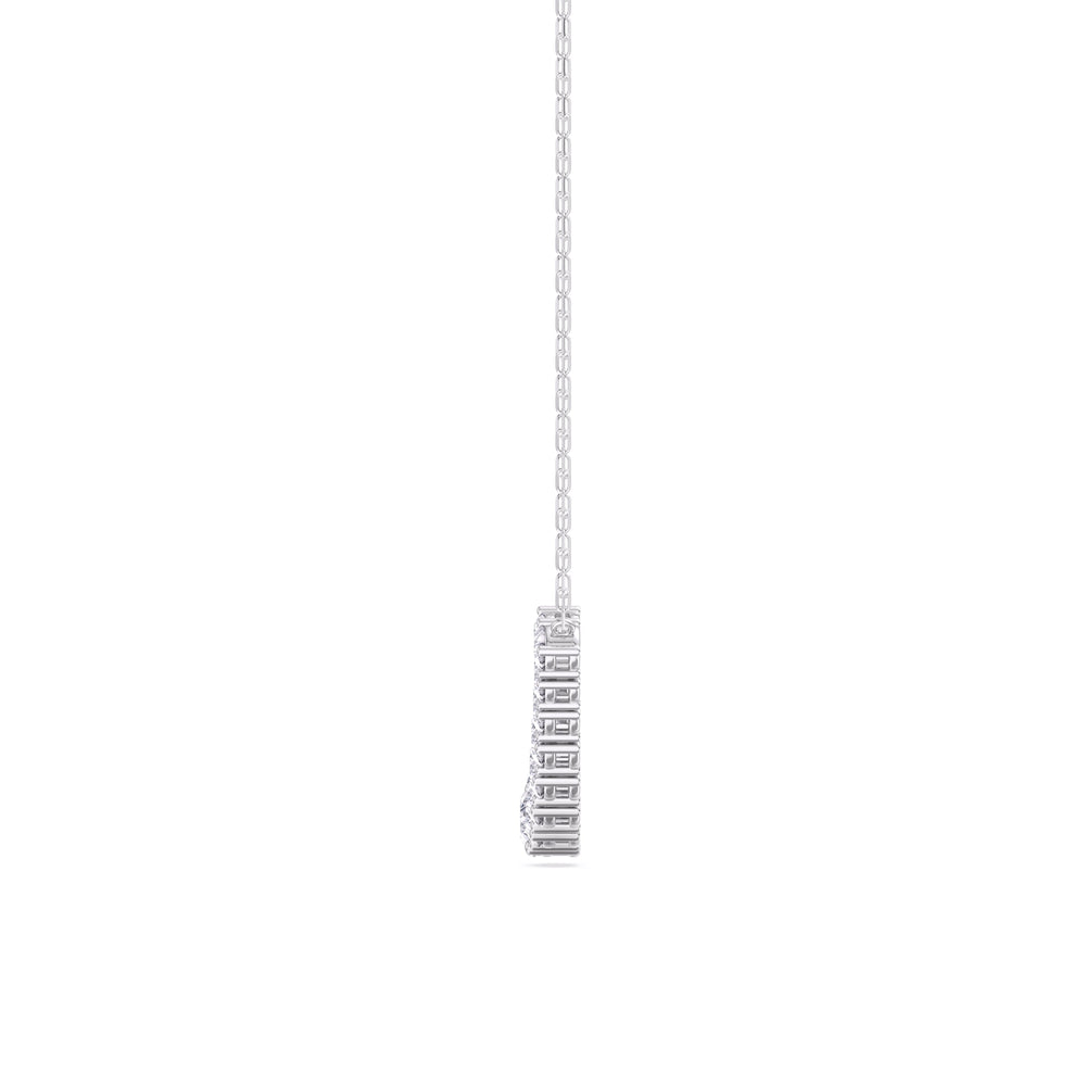 Diamond Line Chain Necklace with 14KT White Gold / Lab / 3 Cut Diamond in 14KT White Gold / Lab / 3 view 6
