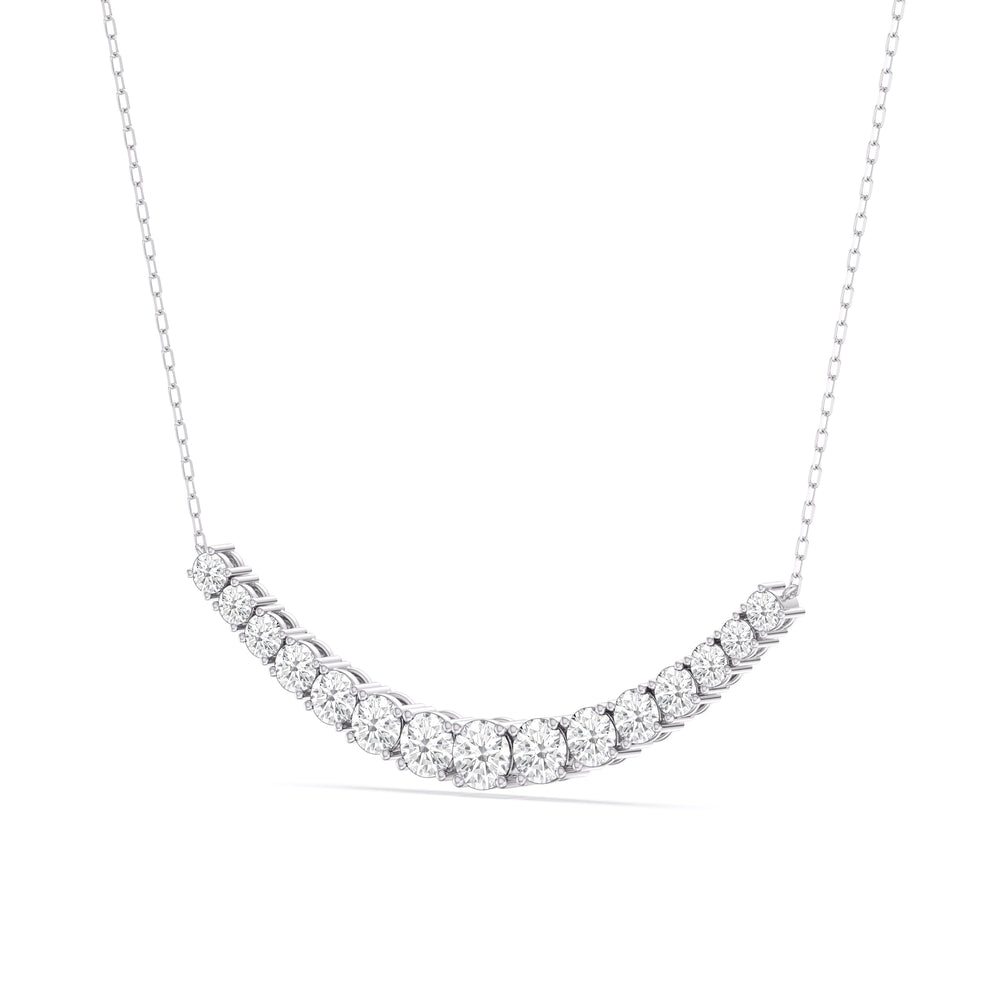 Diamond Line Chain Necklace with 14KT White Gold / Lab / 3 Cut Diamond in 14KT White Gold / Lab / 3 view 4
