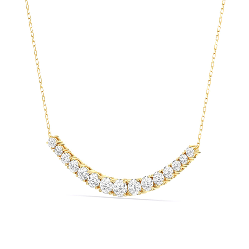 Diamond Line Chain Necklace with 14KT Yellow Gold / Lab / 3 Cut Diamond in 14KT Yellow Gold / Lab / 3 view 4
