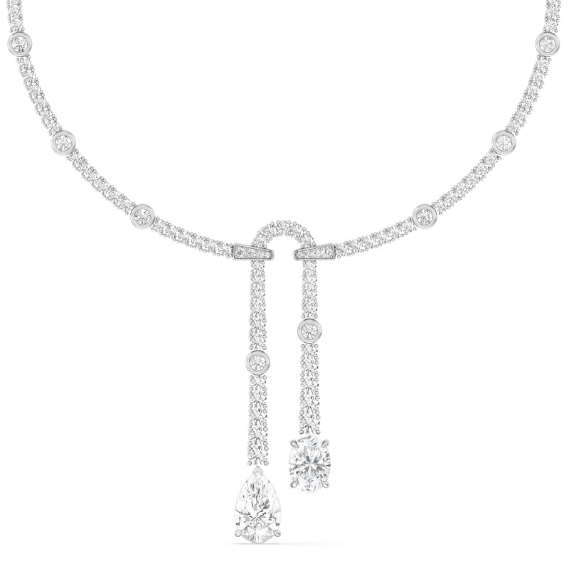 Balanced Oval and Pear Dangler Tennis Necklace