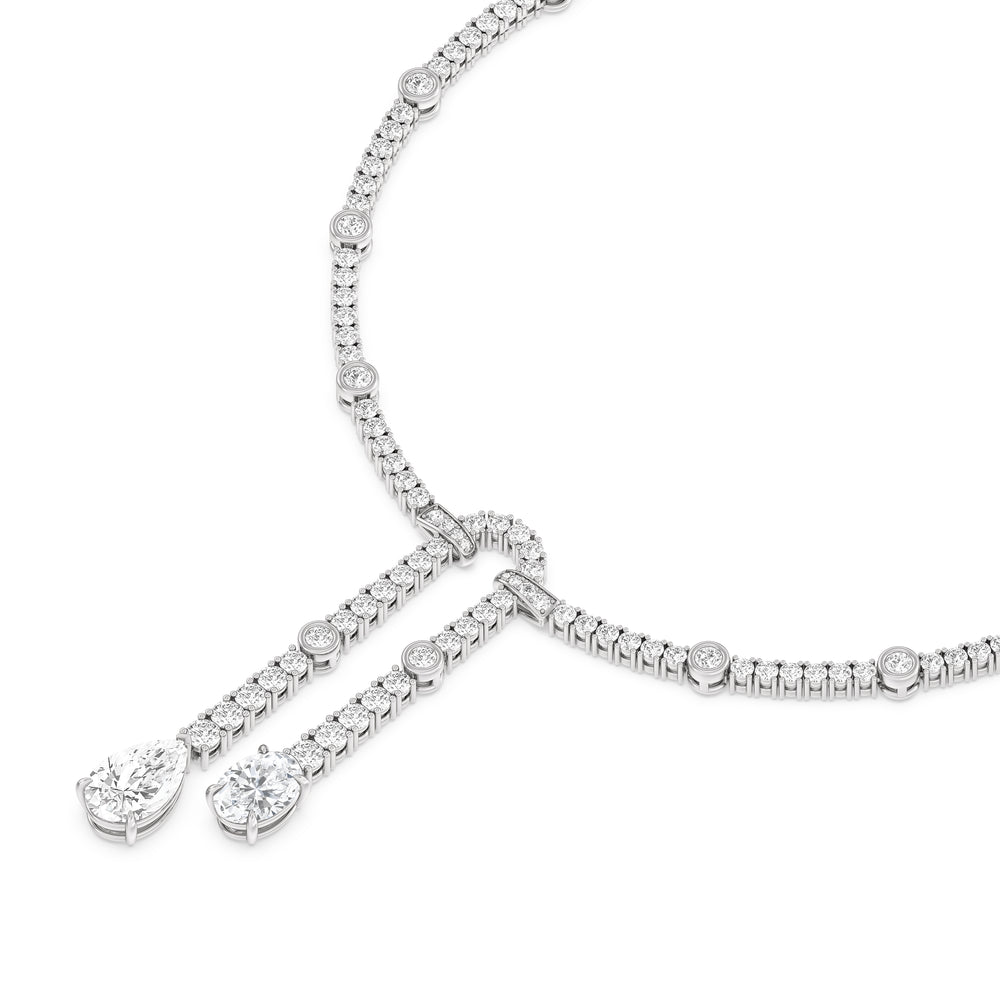 Balanced Oval and Pear Dangler Tennis Necklace with 14KT White Gold / Lab / 22 1/4 Cut Diamond in 14KT White Gold / Lab / 22 1/4 view 3
