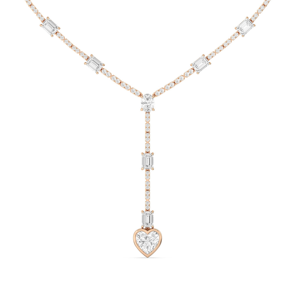 Heart Shape Drop Necklace with 14KT Rose Gold / Lab / 24 Cut Diamond in 14KT Rose Gold / Lab / 24 view 1
