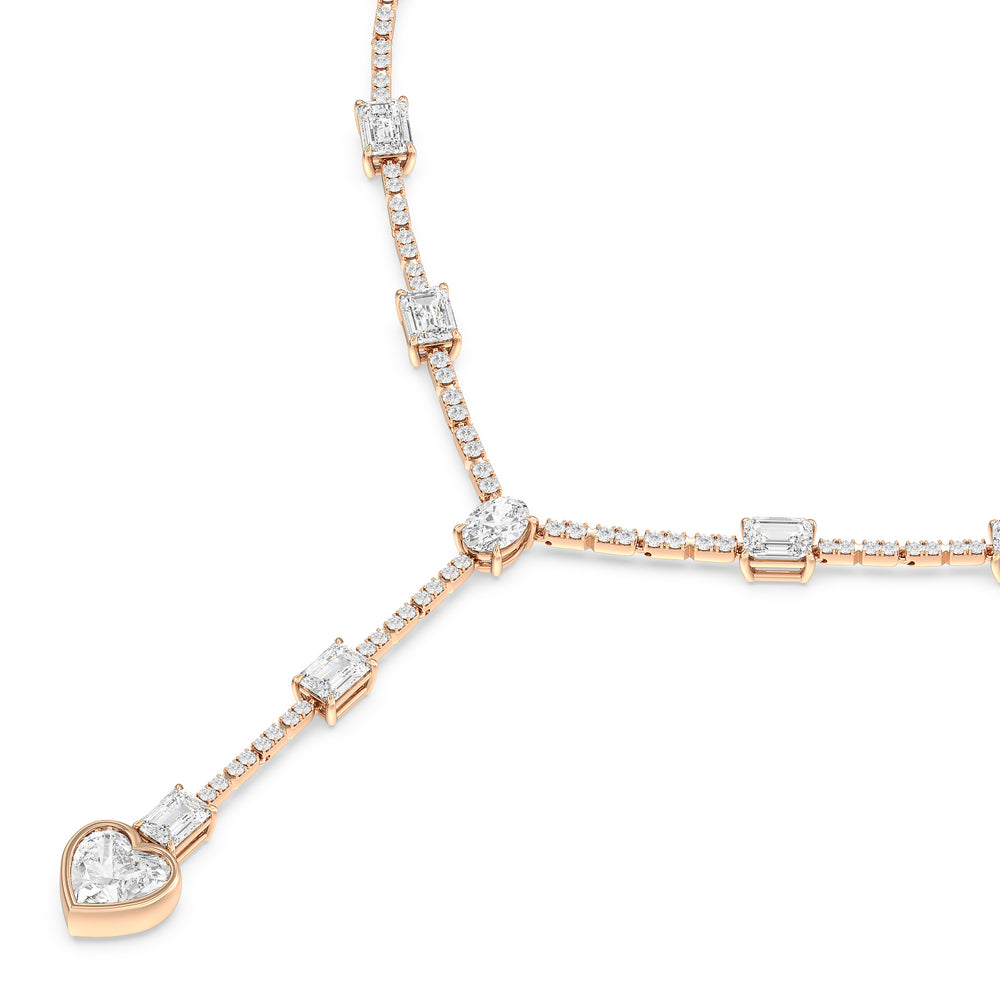 Heart Shape Drop Necklace with 14KT Rose Gold / Lab / 24 Cut Diamond in 14KT Rose Gold / Lab / 24 view 3
