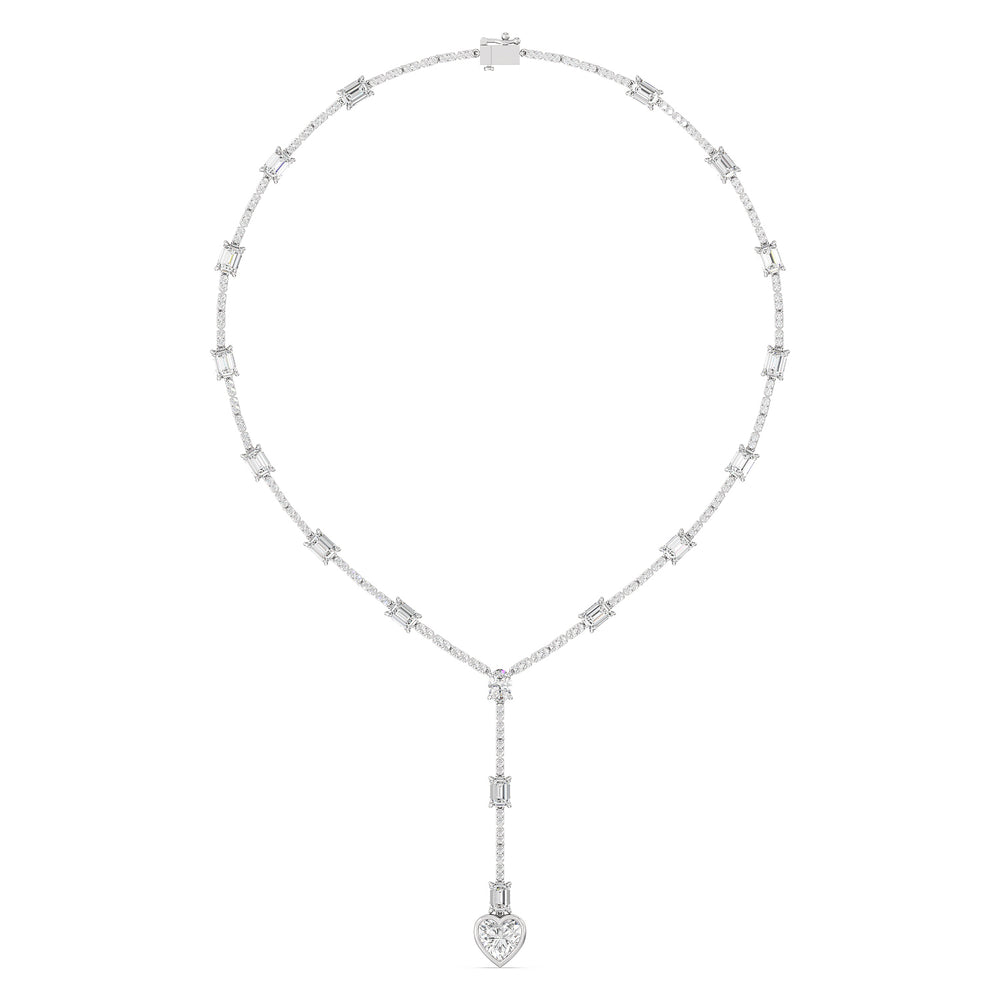 Heart Shape Drop Necklace with 14KT White Gold / Lab / 24 Cut Diamond in 14KT White Gold / Lab / 24 view 2
