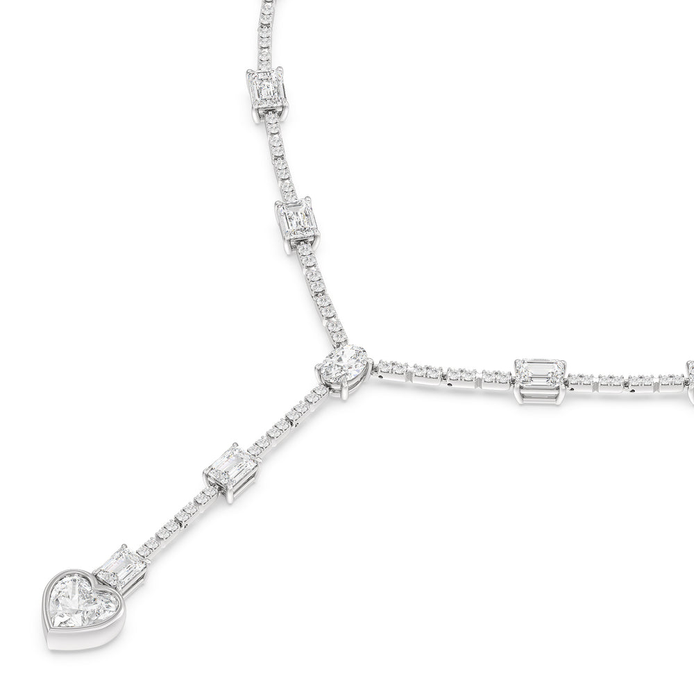 Heart Shape Drop Necklace with 14KT White Gold / Lab / 24 Cut Diamond in 14KT White Gold / Lab / 24 view 3
