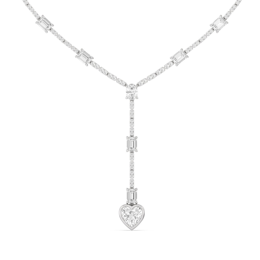 Heart Shape Drop Necklace with 14KT White Gold / Lab / 24 Cut Diamond in 14KT White Gold / Lab / 24 view 1
