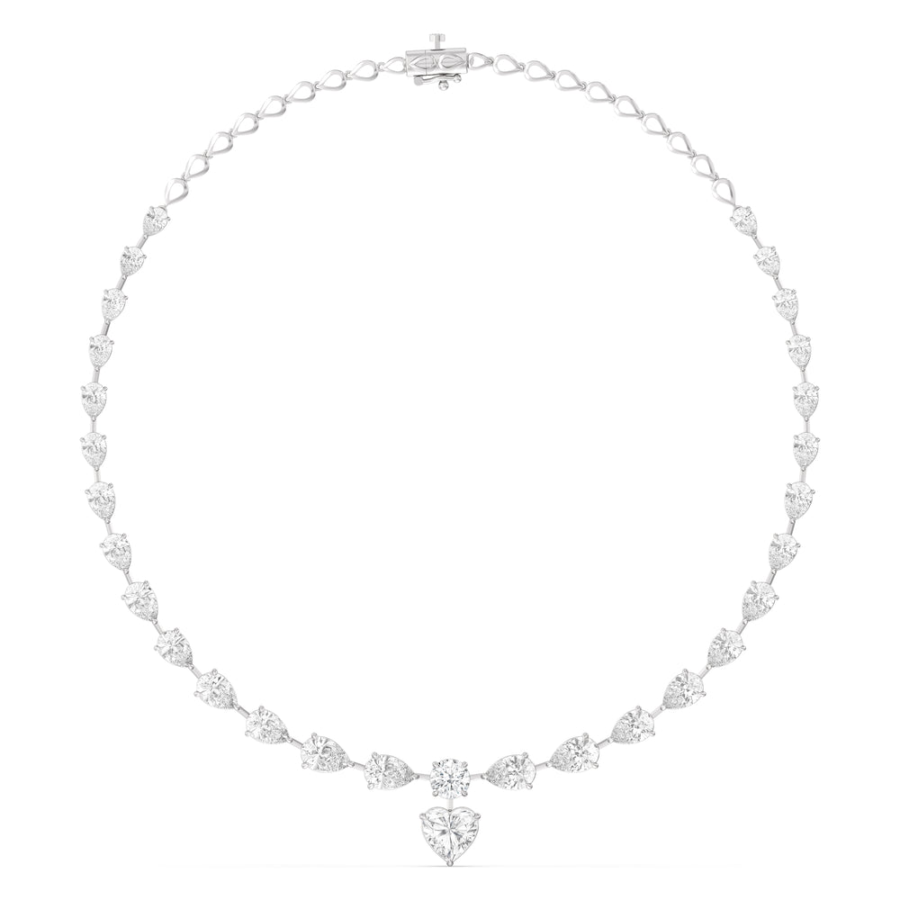Graduating Pears Heart Dangle Necklace with 14KT White Gold / Lab / 28 3/4 Cut Diamond in 14KT White Gold / Lab / 28 3/4 view 2
