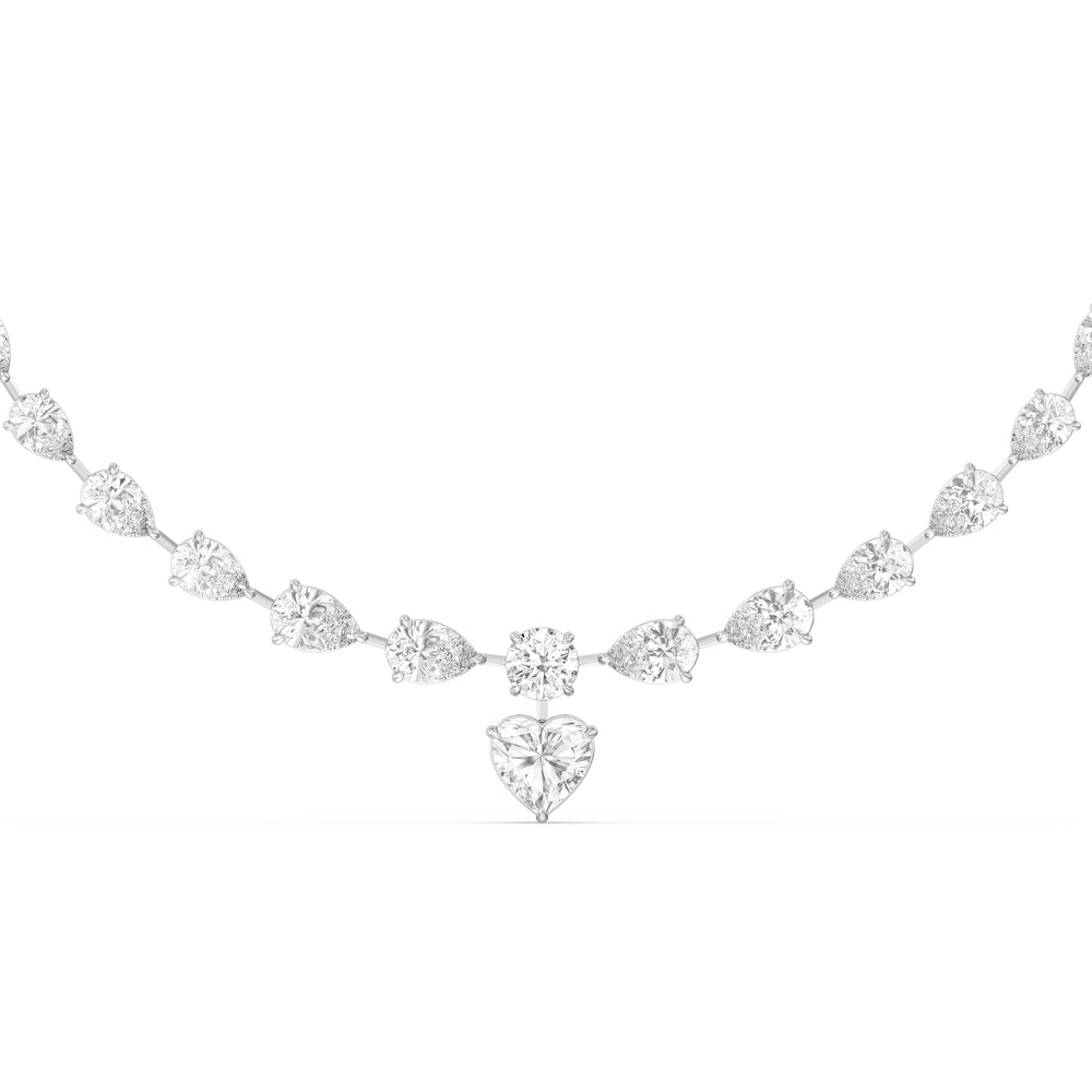 Graduating Pears Heart Dangle Necklace with 14KT White Gold / Lab / 28 3/4 Cut Diamond in 14KT White Gold / Lab / 28 3/4 view 1
