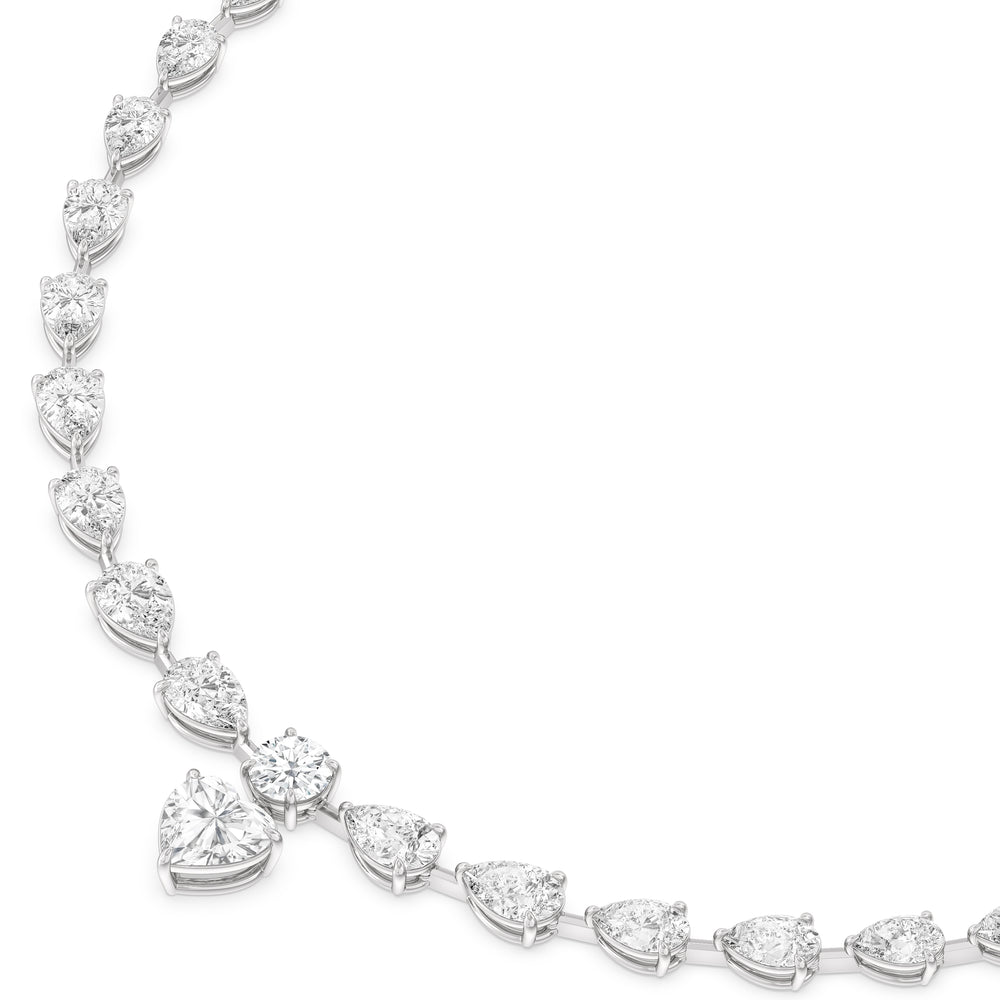 Graduating Pears Heart Dangle Necklace with 14KT White Gold / Lab / 28 3/4 Cut Diamond in 14KT White Gold / Lab / 28 3/4 view 3
