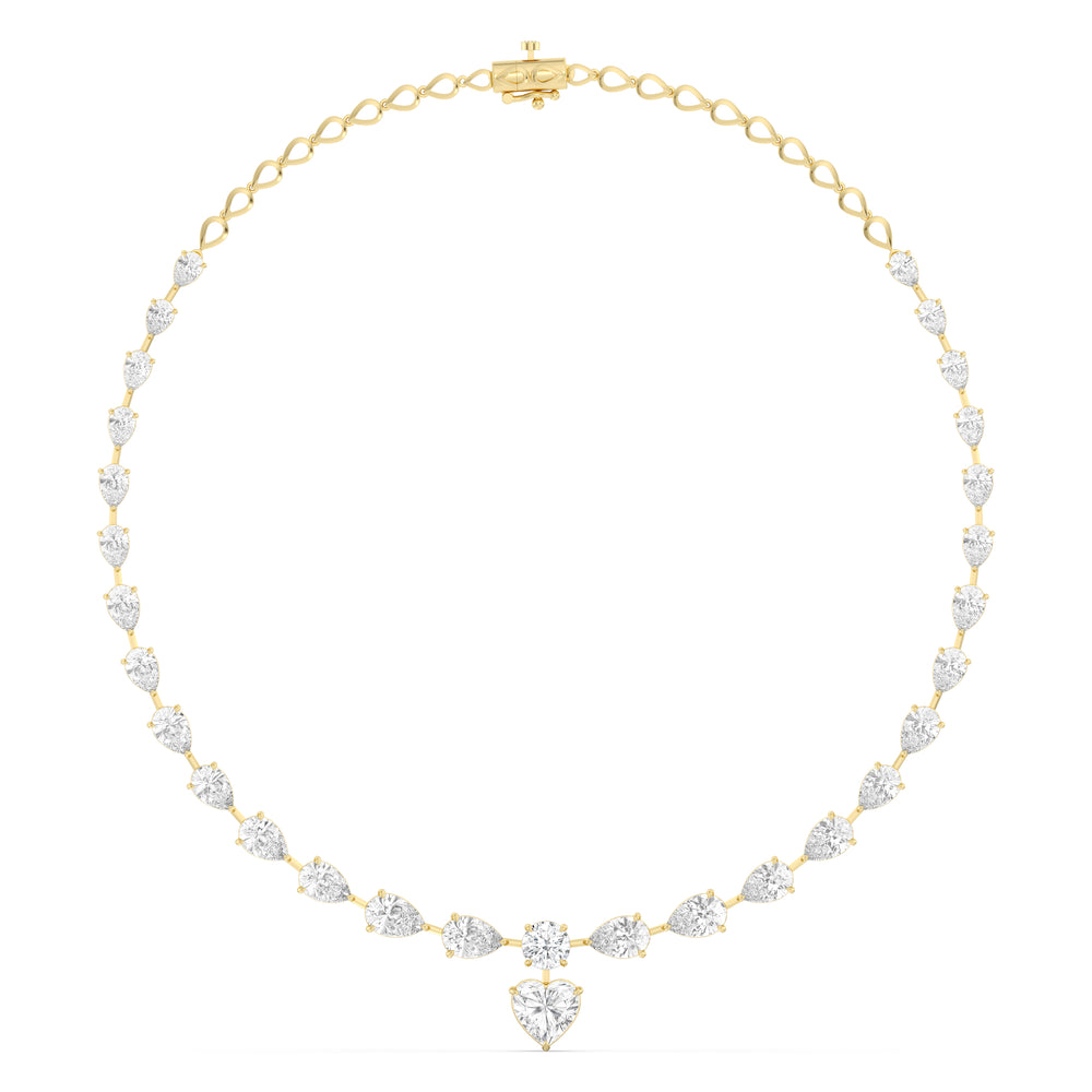 Graduating Pears Heart Dangle Necklace with 14KT Yellow Gold / Lab / 28 3/4 Cut Diamond in 14KT Yellow Gold / Lab / 28 3/4 view 3

