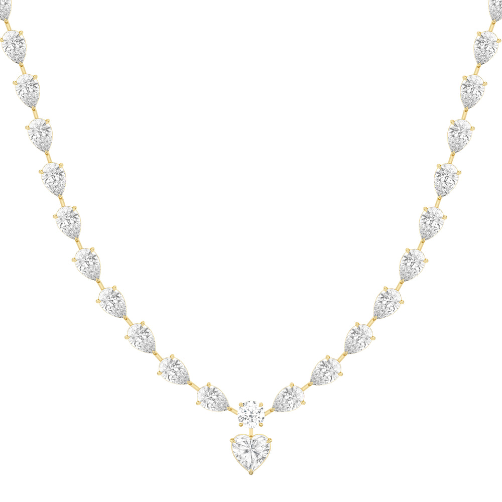 Graduating Pears Heart Dangle Necklace with 14KT Yellow Gold / Lab / 28 3/4 Cut Diamond in 14KT Yellow Gold / Lab / 28 3/4 view 2
