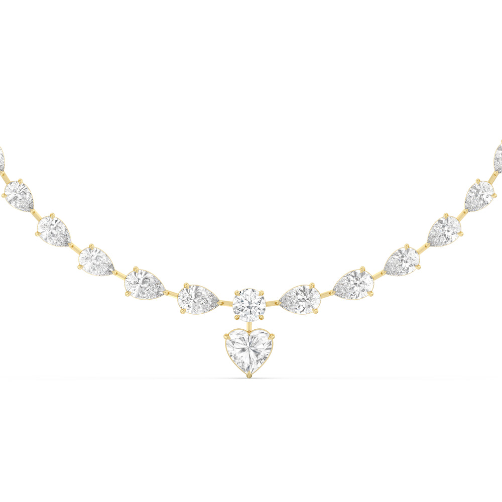 Graduating Pears Heart Dangle Necklace with 14KT Yellow Gold / Lab / 28 3/4 Cut Diamond in 14KT Yellow Gold / Lab / 28 3/4 view 1
