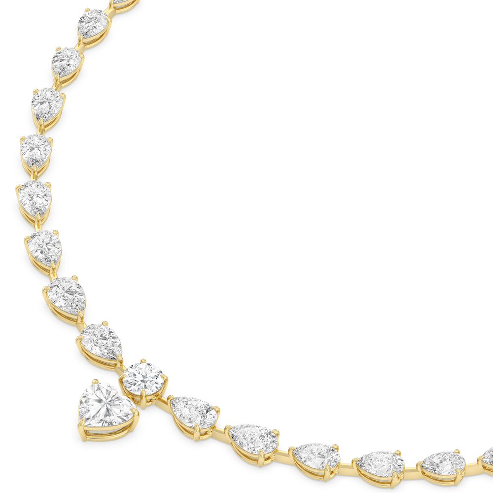 Graduating Pears Heart Dangle Necklace with 14KT Yellow Gold / Lab / 28 3/4 Cut Diamond in 14KT Yellow Gold / Lab / 28 3/4 view 4
