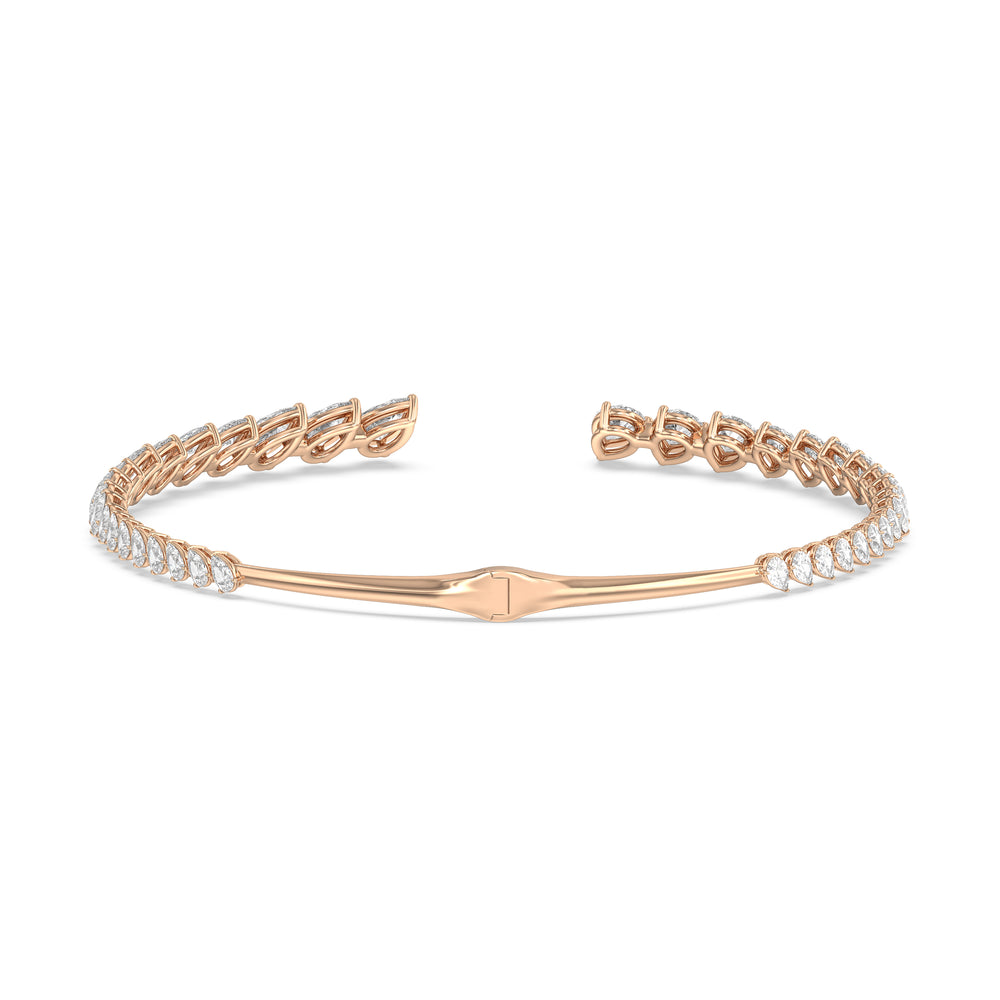 Graduating Pear Cuff Necklace with 14KT Rose Gold / Lab / 47 Cut Diamond in 14KT Rose Gold / Lab / 47 view 3
