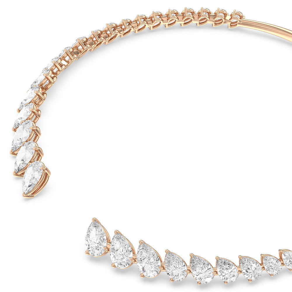 Graduating Pear Cuff Necklace with 14KT Rose Gold / Lab / 47 Cut Diamond in 14KT Rose Gold / Lab / 47 view 2
