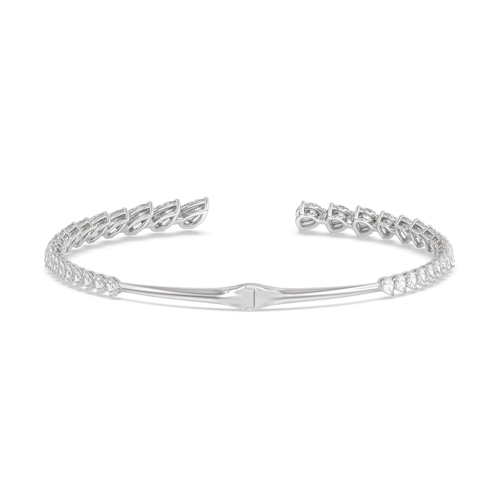 Graduating Pear Cuff Necklace with 14KT White Gold / Lab / 47 Cut Diamond in 14KT White Gold / Lab / 47 view 3
