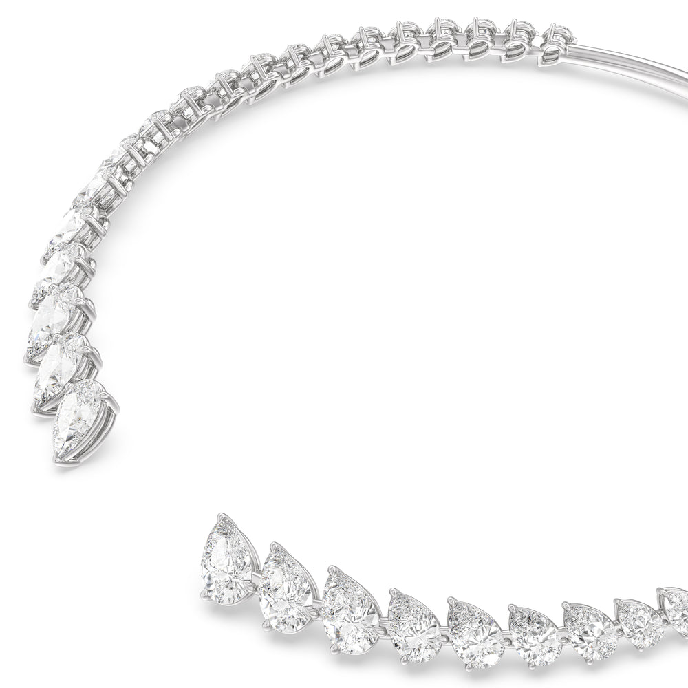 Graduating Pear Cuff Necklace with 14KT White Gold / Lab / 47 Cut Diamond in 14KT White Gold / Lab / 47 view 2
