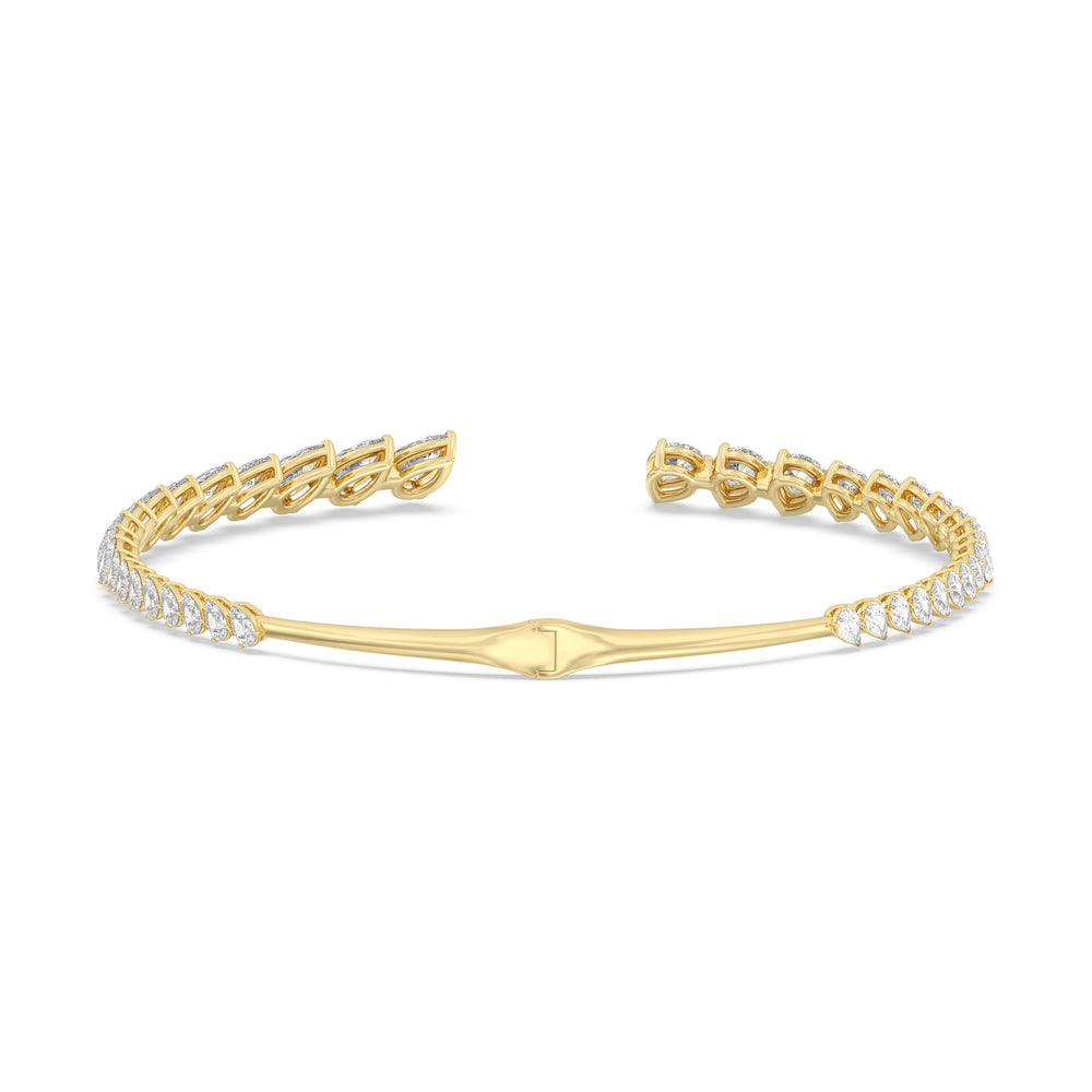 Graduating Pear Cuff Necklace with 14KT Yellow Gold / Lab / 47 Cut Diamond in 14KT Yellow Gold / Lab / 47 view 3
