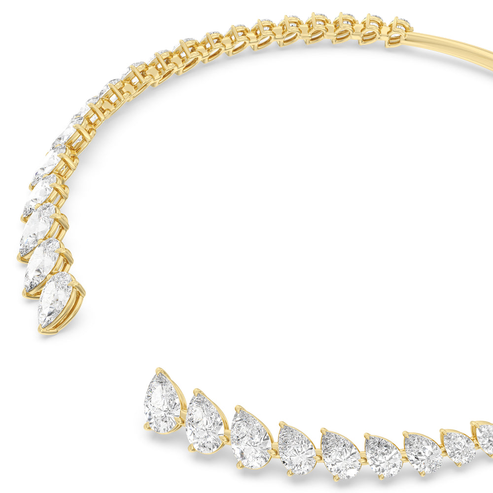 Graduating Pear Cuff Necklace with 14KT Yellow Gold / Lab / 47 Cut Diamond in 14KT Yellow Gold / Lab / 47 view 2
