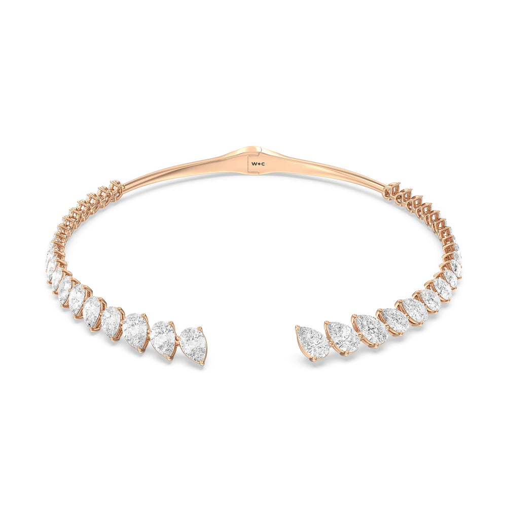 Graduating Pear Cuff Necklace with 14KT Rose Gold / Lab / 47 Cut Diamond in 14KT Rose Gold / Lab / 47 view 1
