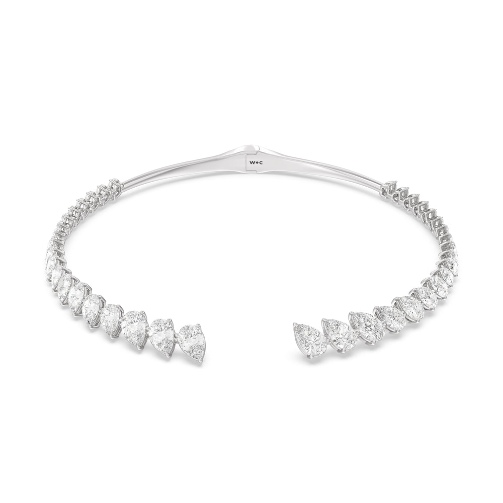 Graduating Pear Cuff Necklace with 14KT White Gold / Lab / 47 Cut Diamond in 14KT White Gold / Lab / 47 view 1
