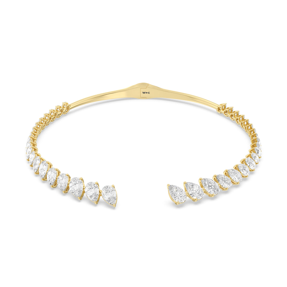 Graduating Pear Cuff Necklace with 14KT Yellow Gold / Lab / 47 Cut Diamond in 14KT Yellow Gold / Lab / 47 view 1
