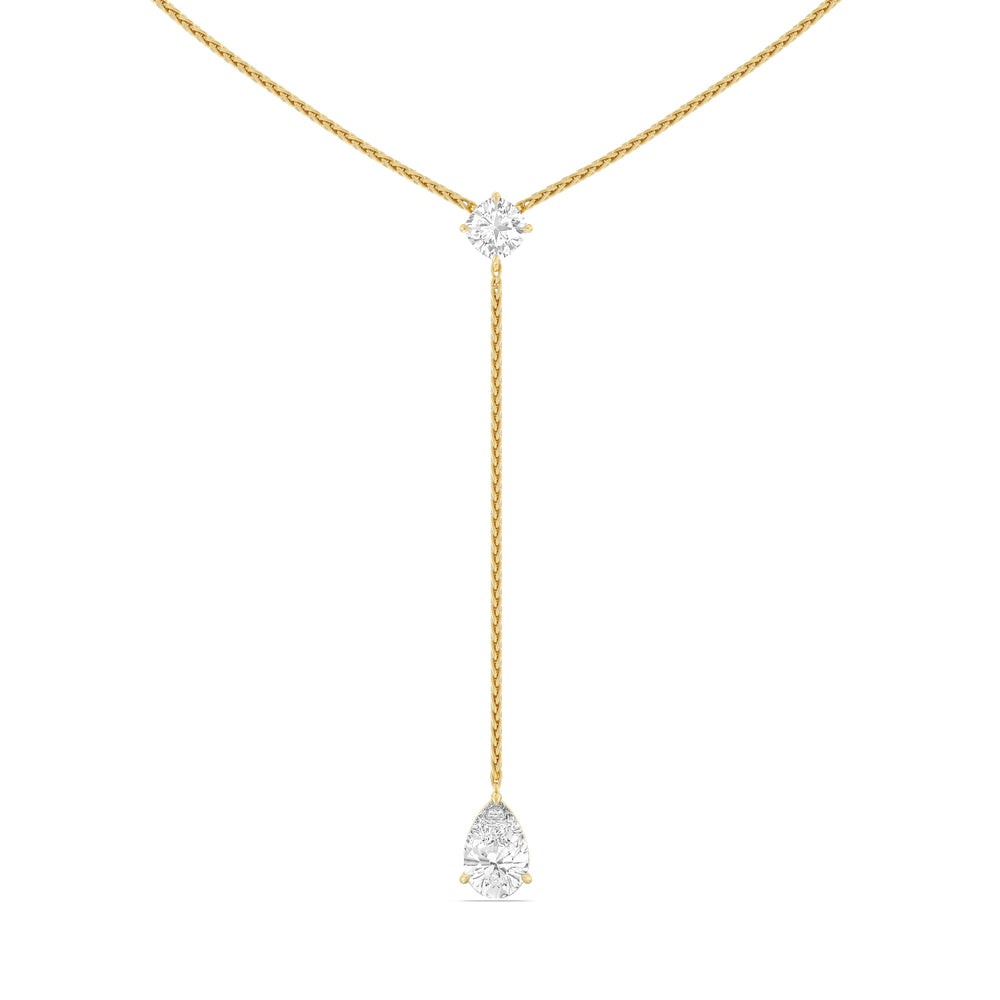 Cushion and Teardrop Lariat Station Necklace with 14KT Yellow Gold / Lab / 3 3/4 Cut Diamond in 14KT Yellow Gold / Lab / 3 3/4 view 1
