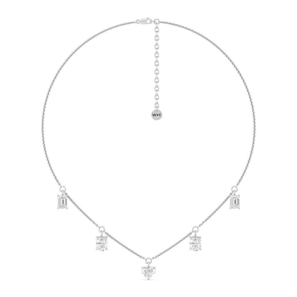Multi Shape Station Diamond Necklace with 14KT White Gold / Lab / 7 1/2 Cut Diamond in 14KT White Gold / Lab / 7 1/2 view 5

