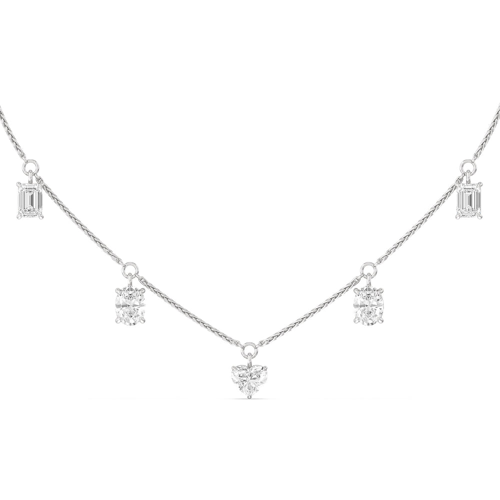 Multi Shape Station Diamond Necklace with 14KT White Gold / Lab / 7 1/2 Cut Diamond in 14KT White Gold / Lab / 7 1/2 view 1
