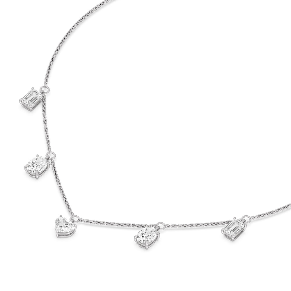 Multi Shape Station Diamond Necklace with 14KT White Gold / Lab / 7 1/2 Cut Diamond in 14KT White Gold / Lab / 7 1/2 view 2
